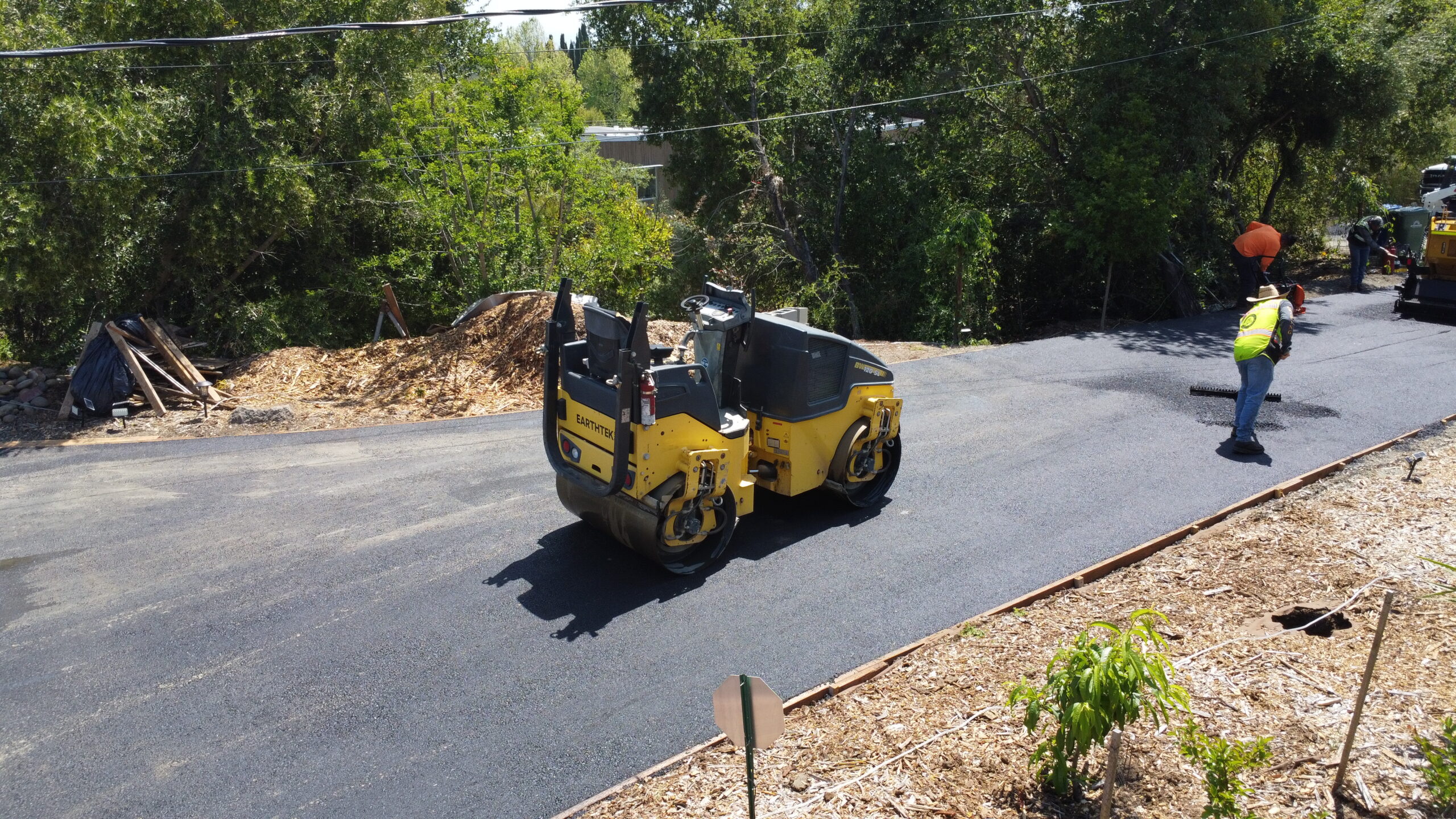 after photo, drone shot of the completed driveway
