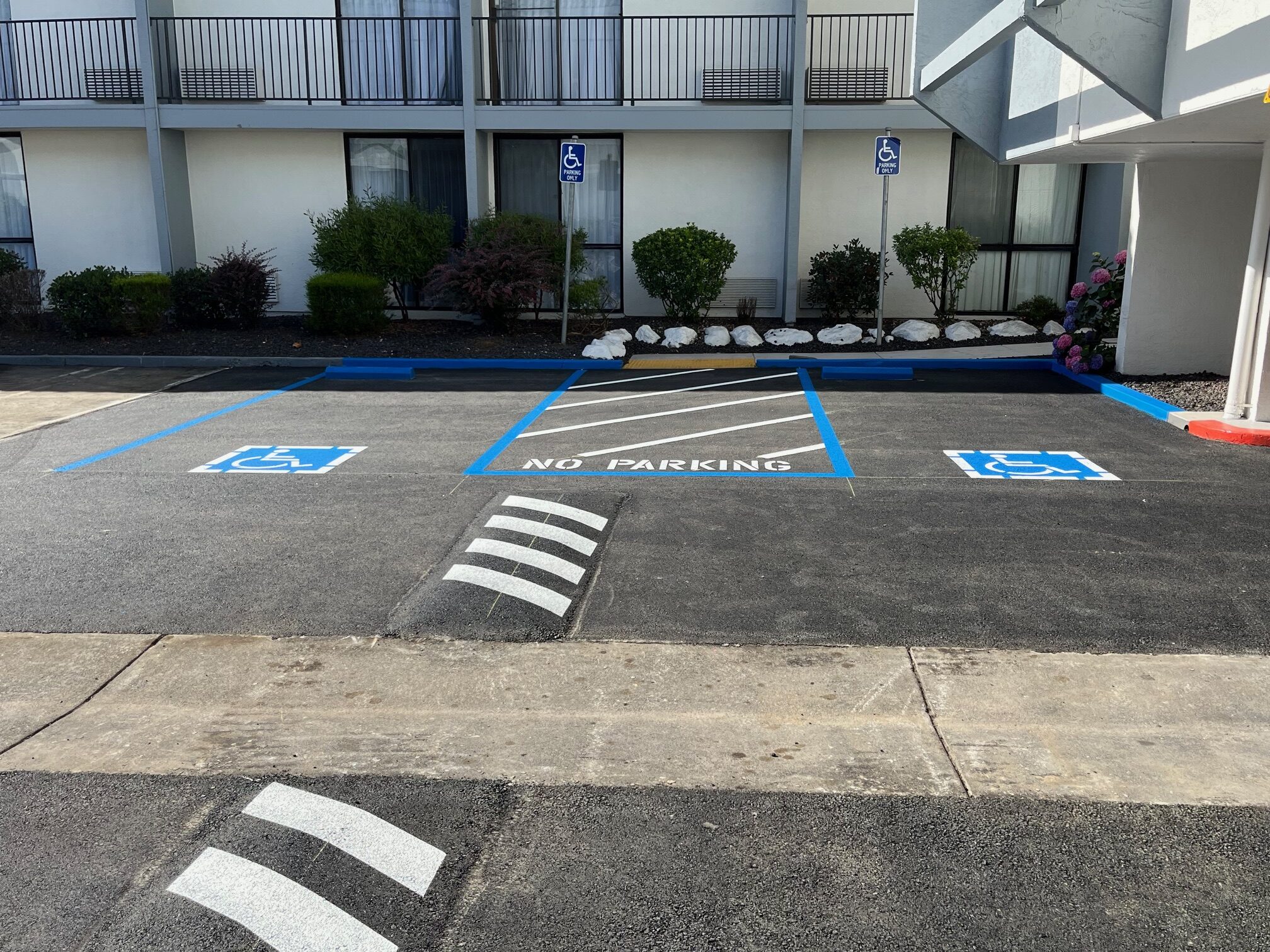 finished striping with clean stalls and markings