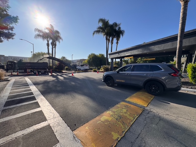 before photo showing worn pavement or faded markings