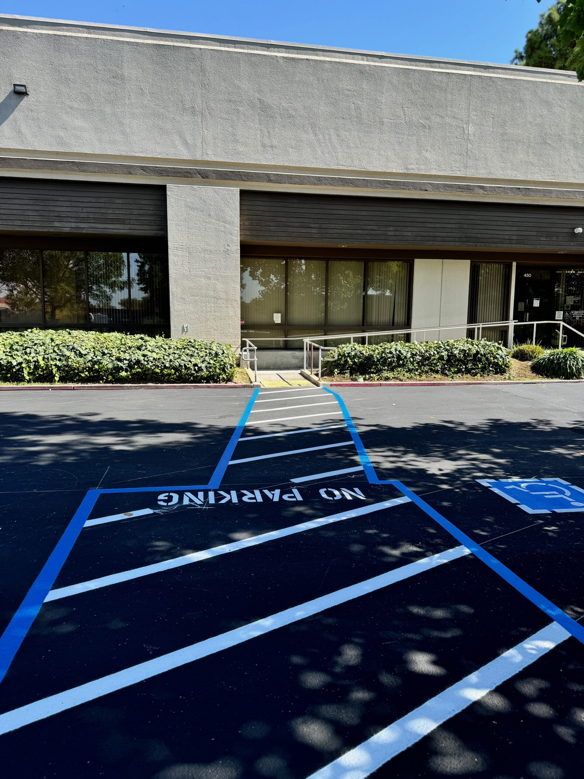finished striping with truck lanes / dock markings