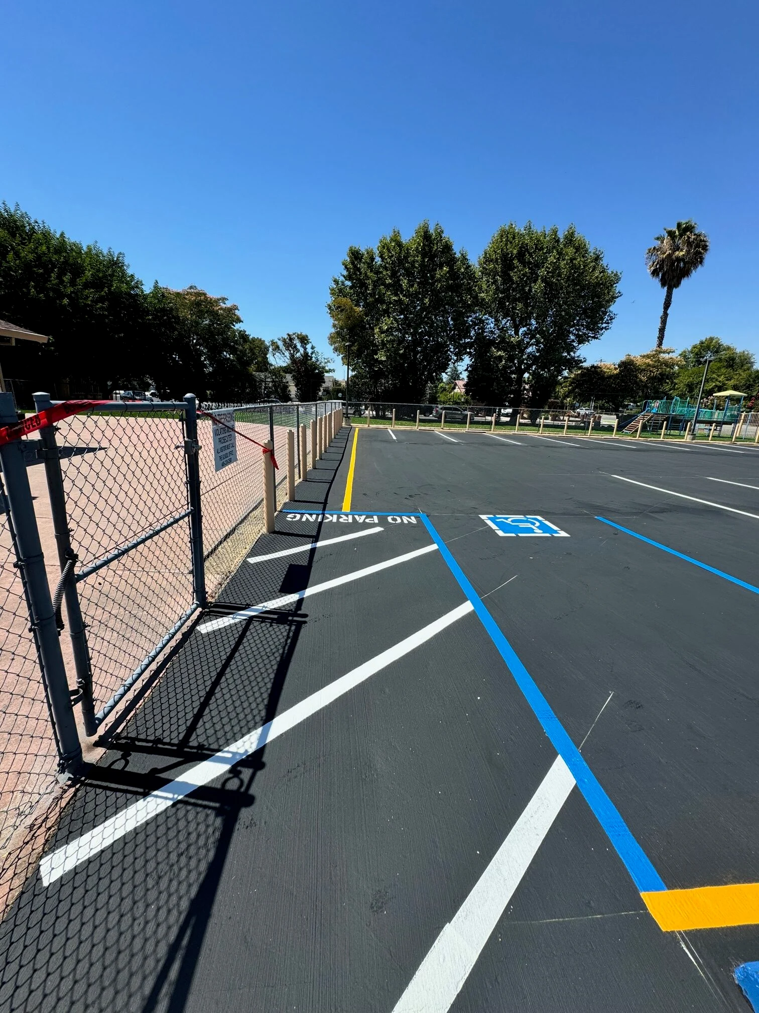 finished striping with ADA stalls and crosswalks